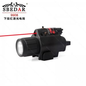 LED白光强光战术电筒红激光瞄准器一体瞄准镜 9908红激光电筒